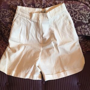 White linen shorts